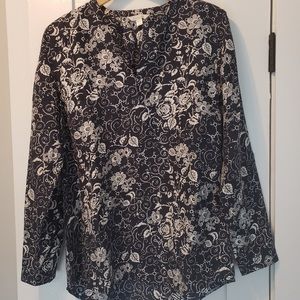 Garnet Hill Long Sleeve Silk Tunic Blouse